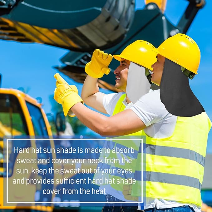 Syhood 4 Pieces Hard Hat Liner with Sun Shade Cooling Skull Cap Neck Shade Sun Protector Skull Cap Liner Sweat Wicking Outdoor Construction Cycling for Men Women(White, Dark Grey, Royal Blue, Black)