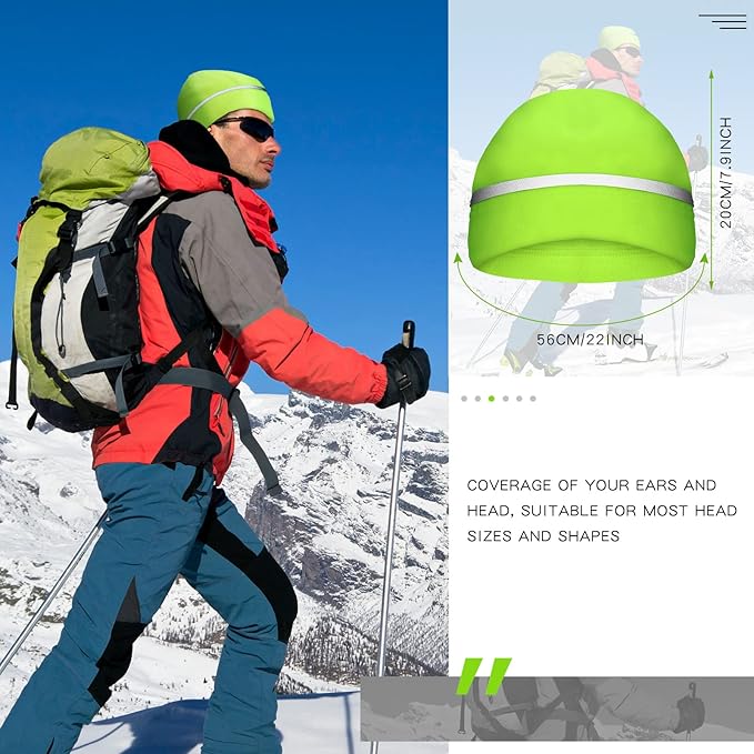 3 Pieces Safety Beanie High Visibility Reflective Beanie Hat Unisex Winter Security Beanies for Outdoor Night Works, Sports