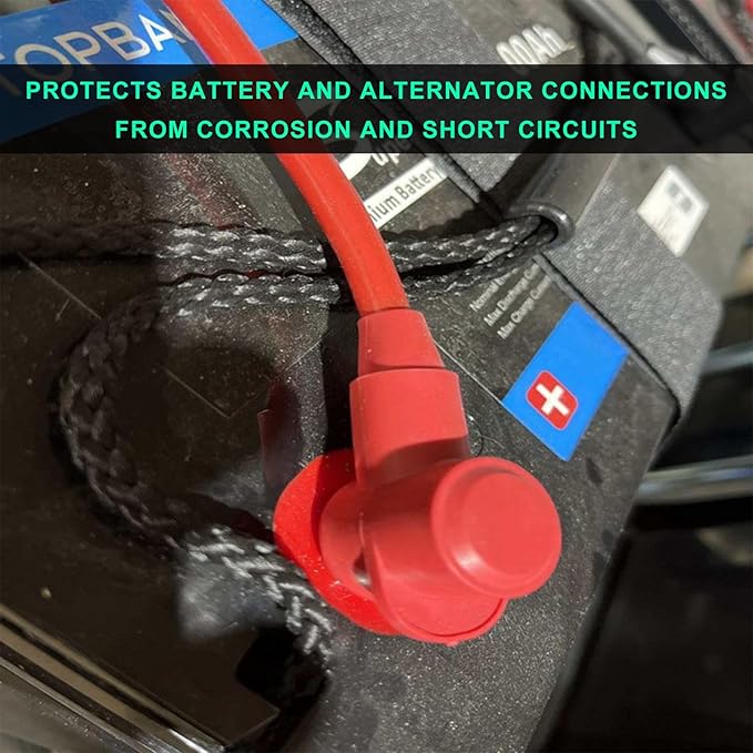 10PCS Silicone Terminal Covers, 1/4" 5/16" Stud Boot Cover for Alternator Battery Power Junction Blocks, Battery Stud Insulated Terminal Protector Cap Fits 18-10 AWG Wire