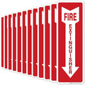 Fire Extinguisher Sign, (12 Pack) 4x12 Inches, 4 Mil Vinyl Decal Stickers UV Protected, Made in USA