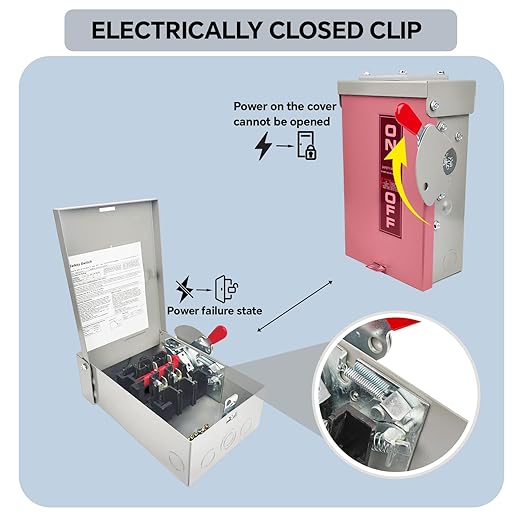 2P 30Amp 240V 2 Wire Heavy Duty Safety Switches，Ac Disconnect Switches Box，Quick Disconnect Safety Switch，Upgrade Power Supply Safety Door Lock