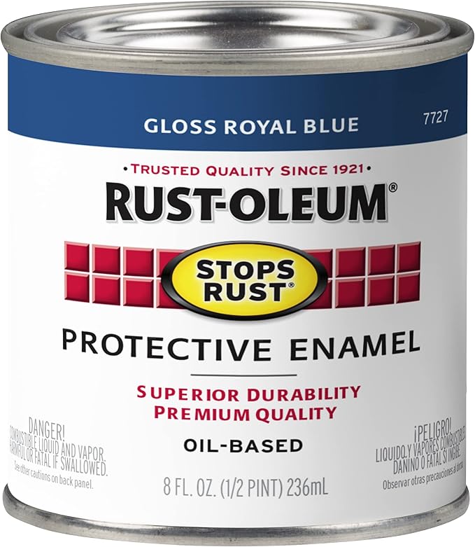 Rust-Oleum 7727730 Stops Rust Brush On Paint, Half Pint, Gloss Royal Blue