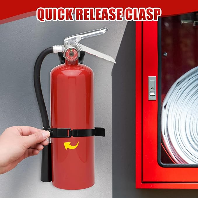 4pcs Home Fire Extinguisher Mount Bracket, 5 LB Metal Truck Fire Extinguisher Mounting Bracket, Mini Extinguisher Mount Holder Kit for Vehicle and Home