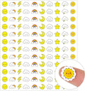 JarThenaAMCS 2400Pcs Mini Weather Sticker Cute Smile Face Paper Decals 10 Designs Self-Adhesive Stickers for Envelopes Scrapbook Gifts DIY Supplies, 0.5 in