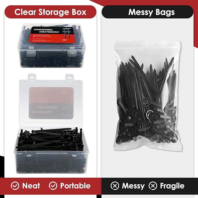 150Pcs Nylon Universal Cable Tie Buckle with Cutter, New Multifunctional Nylon Zip Ties for Car, Heavy-Duty Self-Locking UV Resistant Cable Ties for Engine Bumper Retainer Fender Liner