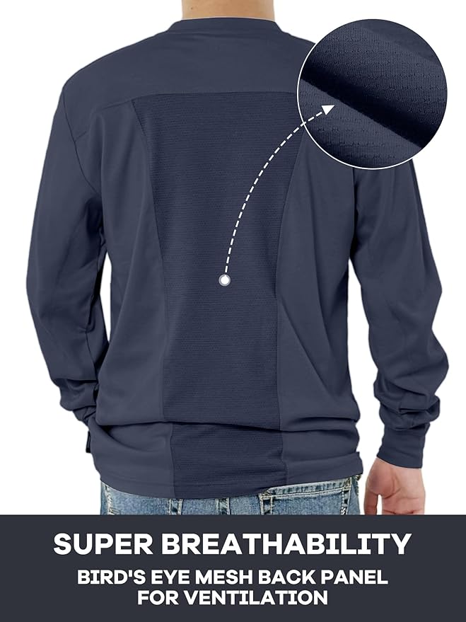 FR Shirts for Men 5.5oz Lightweight Bird's Eye Mesh Back Panel for Ventilation Long Sleeve CAT2 Fire Resistant Shirts