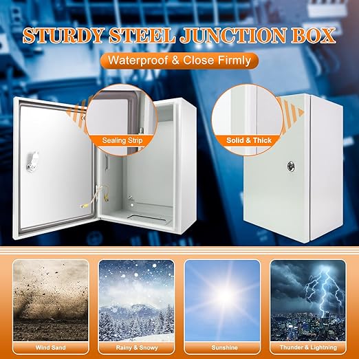 Outdoor Electrical Box 20 x 16 x 8'' Nema 4X Enclosure Weatherproof Electrical Junction Box Waterproof Electrical Enclosure Lockable Junction Box