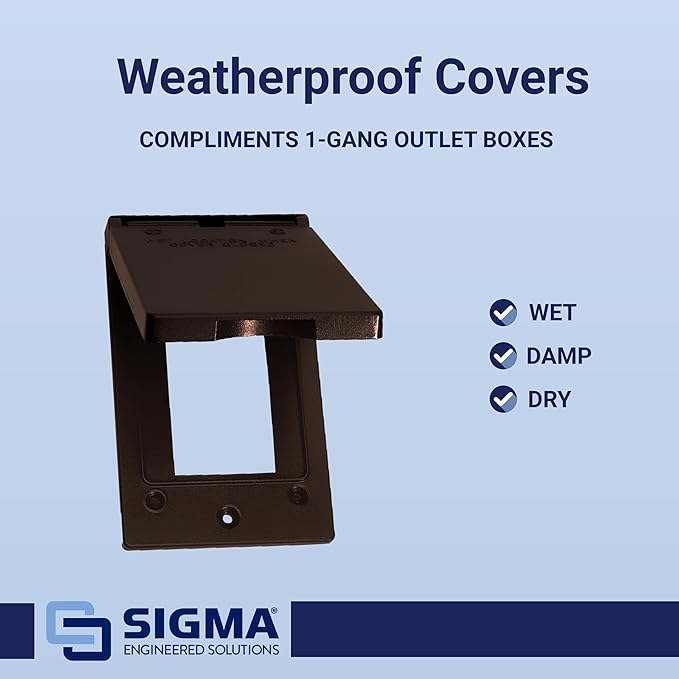 Sigma Engineered Solutions Weatherproof 14248BR 1-Gang Vertical GFCI Cover, Bronze