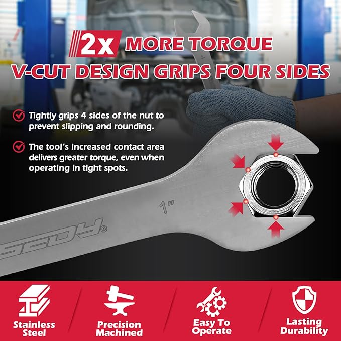 9-Piece Super Thin Open-End Wrench Set, SAE 1/4"-1-1/16", 3mm Thickness Slim Wrench Set for Tight Spaces, Nickel Plated Flat Wrenches with Rolling Storage Pouch