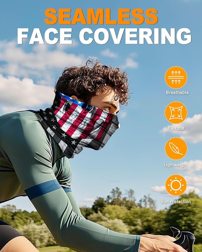 4Pack Neck Gaiter for Men Women Face Cover Mask Head Wrap Balaclava Headwear Bandana Headband Magic Scarf