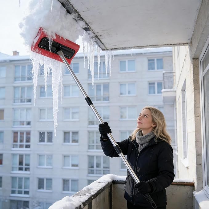 Snow Roof Rake, Foam Snow Pusher, Foam Broom Scraper for Clearing, Snow Brush Rake for Roof Snow Removal Tool, for Home Driveway Vehicle Windshields Solar Panels (Rake Head(Without Pole))