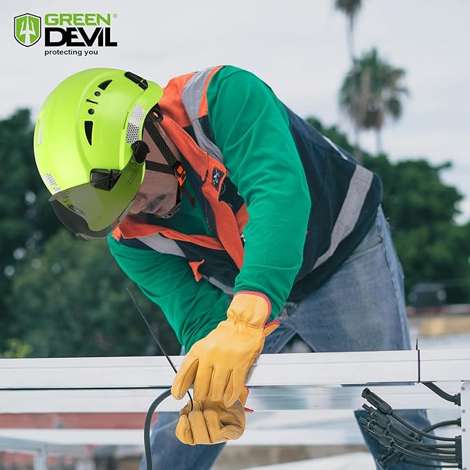 GREEN DEVIL Safety Hard Hat with Tinted & Clear Visor Vented Construction Helmet Cascos de Construccion ABS Work hardhats for Men