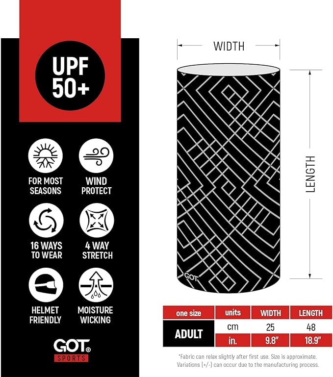 GOT Sports UPF 50+ Fishing Neck Gaiter - UV Face Mask Sun Protection for Men & Women - Camo SPF Face Cover Gator