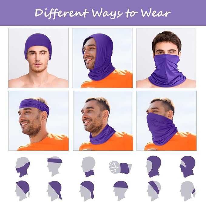 Geyoga 6 Pieces Summer UV Protection Cooling Neck Gaiter Face Clothing Neck Gaiter Mask Scarf Sunscreen Breathable Bandana