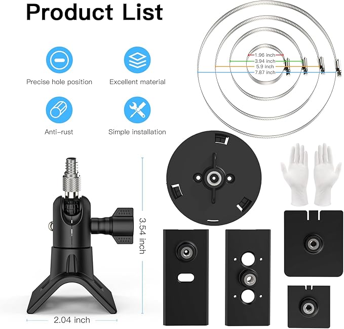 Camera Mount Pipe Mounting Bracket for Stick Up Cam/Pro/Battery with Pan-Tilt, R ing Indoor Camera, Spotlight Cam, Spotlight Camera Plus/Pro Surveillance Camera & Solar Panel (Black)