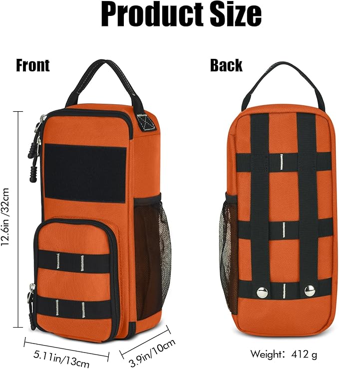 LAKE OF FIRE 12.6" Small Tool Bag Pouch for Men with Multiple Pockets, Waterproof Heavy Duty Tool Bag Organizer with Zipper and Portable Handle (Orange)