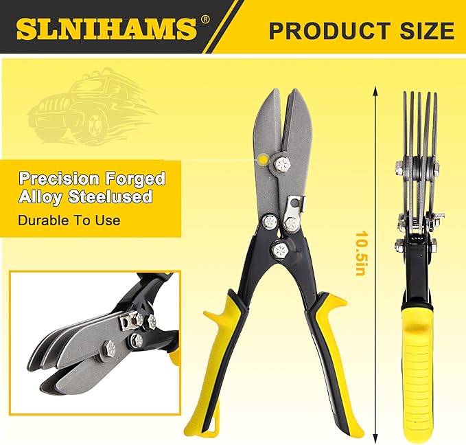 5-Blade Hand Crimper Sheet Metal Tools, Hvac Tool for 24-28 Gauge Duct Work Downspout and Stove Pipe, 10-1/2" Sheet Metal Crimper Gutter End Cap Duct Crimping Tool
