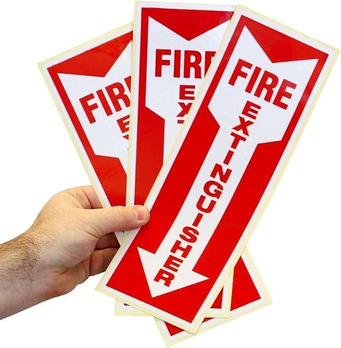 SmartSign Reflective Fire Extinguisher Sticker Sign Labels with Down Arrow (PACK of 3) 4" x 12" Vertical Sign for Business, Home, Engineer Grade Reflective Stickers/Decals