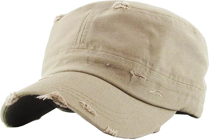 Funky Junque Distressed Military Hat – Newsboy Hats for Women, Short Brim Army Baseball Cap, Womens Cadet Hat Trendy Style