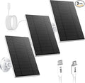 5W Solar Panel for Security Camera, Solar Panel with Micro USB & USB-C Port for DC 5V Outdoor Rechargeable Battery Camera, IP65 Waterproof, 360° Adjustable Security Mount, 9.8ft Cable(White 3PC)