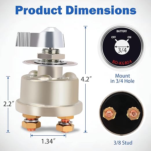 300A High Current Master Battery Disconnect Switch, 12-48V Power Cut Off Isolator with Face Plate for Vehicle, RV, Truck, Boat, Marine, ATV On/Off Battery Isolator