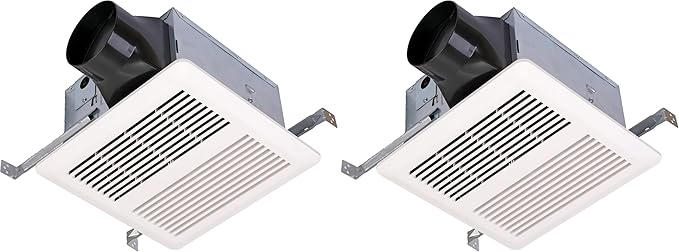 SNP100H | 100 CFM | 0.8 Sone | Energy Star Certified | Humidity Sensing | No Attic Access Required | Bathroom Ventilation Exhaust Extractor Fan (Pack of 2)
