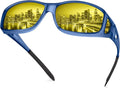 URUMQI Night Vision Driving Glasses Fit Over Eyeglasses for Men Women, Anti Glare Polarized Nighttime Glasses Yellow Lens