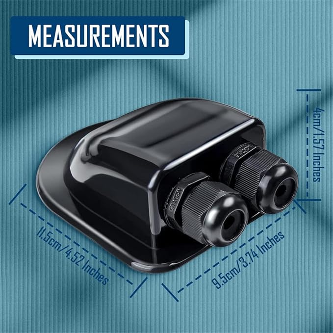Solar Cable Entry Gland Waterproof Double Cable Connector Cover Solar Photovoltaic Junction Box Plastic Bracket Curved ABS Dual Wire Entry Housing for Solar Panels of RV, Caravan Boat