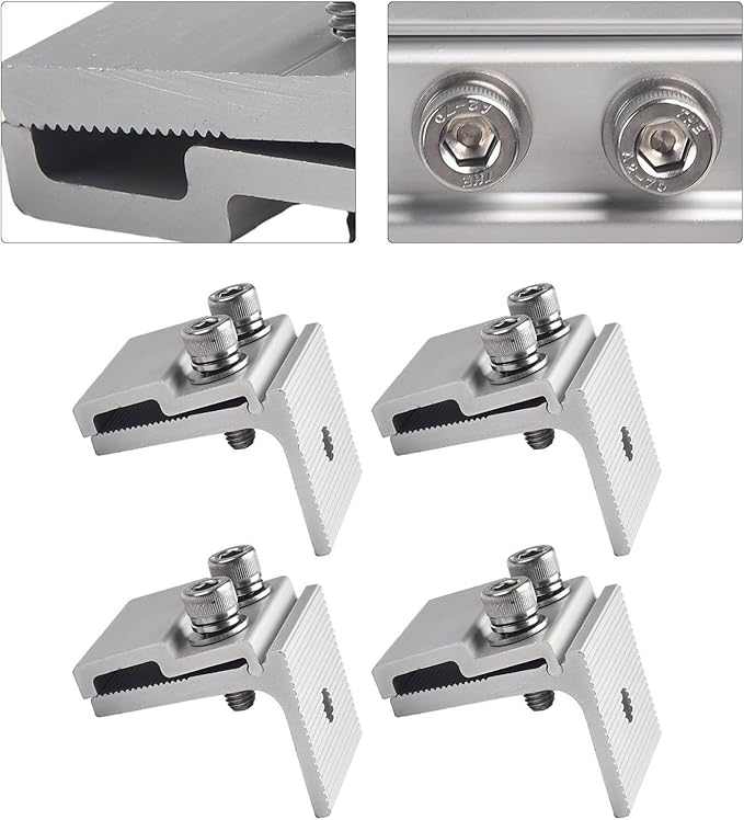 Standing Seam Roof Clamps Aluminum Standing Seam Clamp for Solar Panel Mounting Roof Seam Clamp Sheet Metal Bracket for Heat Cable, Rain Deflector, Snow Guard Attachment, 45x52mm(4pcs)