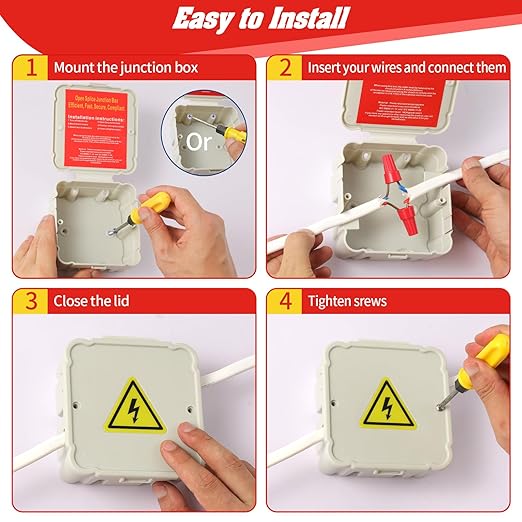 Open Splice Junction Box (Single), One-Piece Junction Box Splice Box. Repair Open Splices, 5 Second Installation Splice Box, Electrical Junction Box, Wire Junction Box