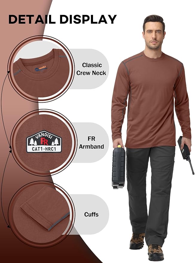 FR Shirts for Men 4oz Lightweight Fire Resistant Shirts for Men Long Sleeve Welding Shirt CAT1