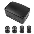 Weatherproof Junction Box,Nineleaf IP66 Waterproof Electrical Project Boxes PVC/ABS Plastic Enclosure Box CCTV Watertight 4.9 x 3.3 x 2.3 inch,Black,with 4PK 20mm Cable Gland