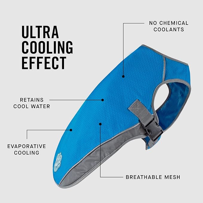Canada Pooch Dog Cooling Vest - Evaporative Cooling Vest for Dogs with Breathable Mesh Material & Reflective Lining, Adjustable Dog Cooling Vest Great for Dogs 16 (15-17" Back Length), Aqua