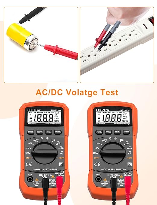 Digital Multimeter,Multimeter Tester, High Sensitivity Voltmeter Ammeter Ohmmeter NCV Circuit Checker Measures AC/DC Voltage,AC/DC Current, Resistance, Diodes, Continuity, Transistor (Black)