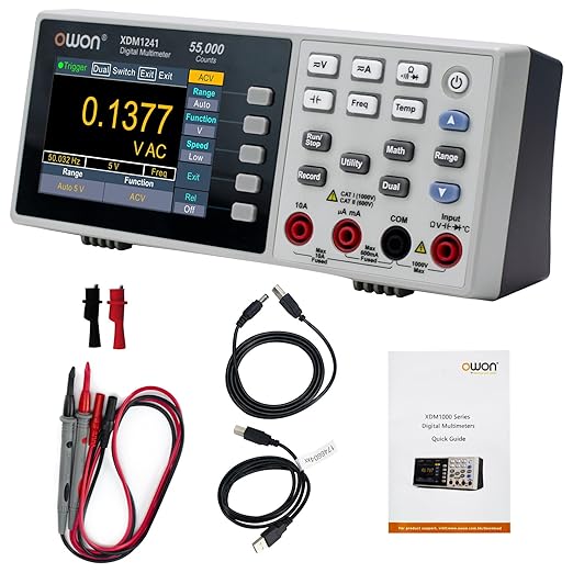 OWON Desktop Digital Multimeter with 3.5-inch LCD Display,Voltage, and Temperature with True RMS Capability,Designed for use in Laboratories, Instruments, and Factories XDM1241