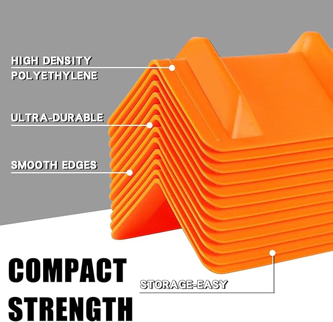 24 Pack Flatbed Edge Corner Protector for Cargo Shipping, Plastic Ratchet Strap Protectors for Tie Downs, Corner Guards for Straps Orange