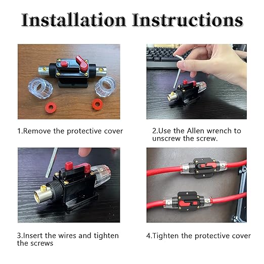 80 Amp Circuit Breaker Manual Reset Inline Fuse, 12V-48V DC for car Audio Marine Boat Trolling Motor Solar System Protection