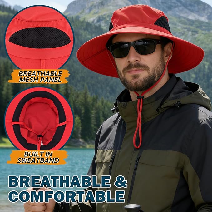 EINSKEY Wide Brim Sun Hat, UPF 50+ UV Protection Waterproof Packable Bucket Hat for Men & Women, Fishing Hiking Beach Garden
