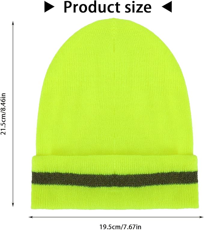 Geyoga 2 Pack Reflective Beanie Hat, High Visibility Knit Beanie with Reflective Strip, Night Running & Outdoor Work Safety