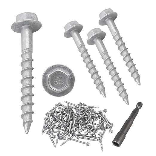SD9112R100 SD Connector Screws #9 x 1-1/2" 1/4" Hex Head Strong-Drive Joist Hanger Screws 0.370" Dia Deck Screw Replacement for 10D Nails with Includes Tool sockets 100-Qty