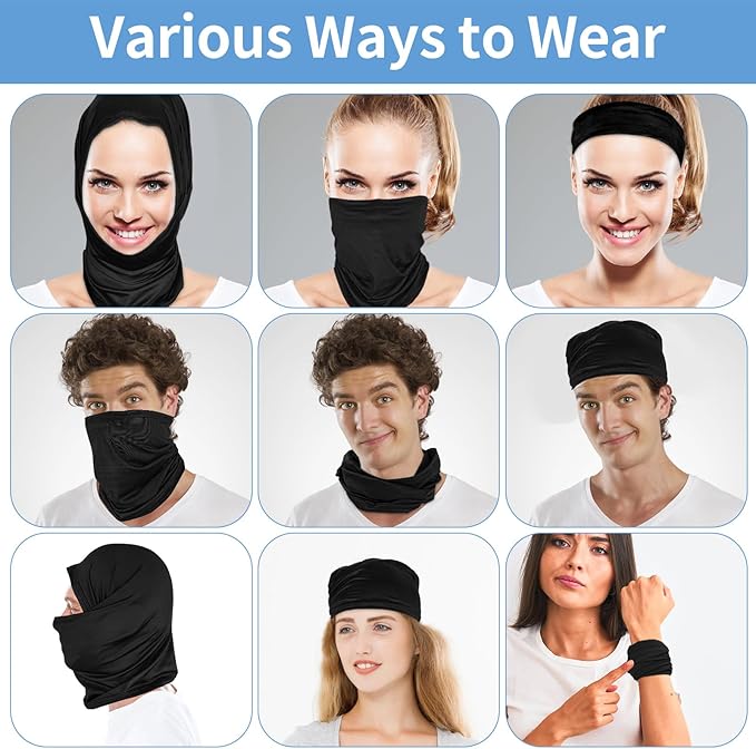 5 Pack Neck Gaiter Face Cover for UV Sun Protection, Dustproof Breathable Cooling Gator for Men Women Outdoor Sports