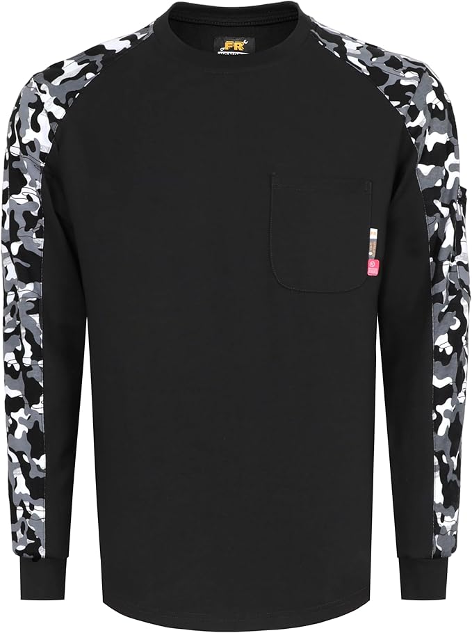 KONRECO FR Shirts for Men Crewneck 6oz Jersey Lightweight Flame Resistant Work T Shirt NFPA2112 CAT2