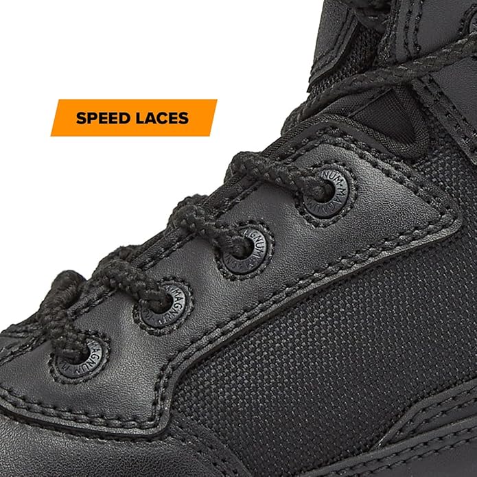 MAGNUM Men's Stealth Force Black Work Boots for Men Waterproof, Security Slip Resistant Lightweight Police Hiking and Tactical Boots Men, 6 Inch Law Enforcement Boots - Black, 10 Medium