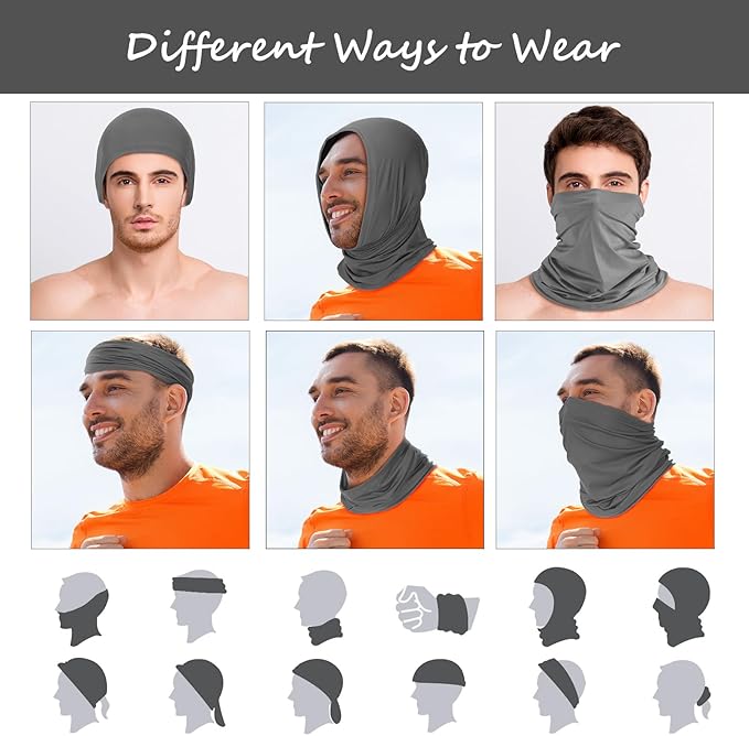 Geyoga 6 Pieces Summer UV Protection Cooling Neck Gaiter Face Clothing Neck Gaiter Mask Scarf Sunscreen Breathable Bandana