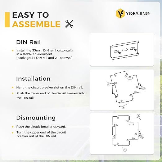 DC Circuit Breaker 40 Amp Solar Panel Disconnect Switch 12V-500V 3 Poles Miniature Solar Circuit Breaker for Outdoor PV Homes Battery, AC 110V DIN Rail MCB
