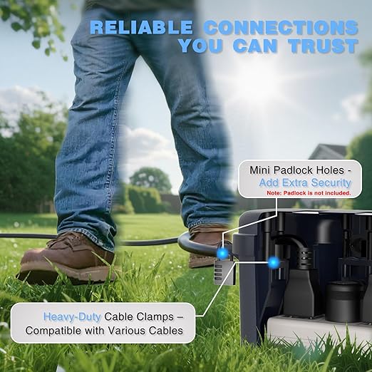 Flemoon [2 Pack] Outdoor Electrical Box Waterproof, Medium Weatherproof Electrical Box (11.5x5.2x4 inch) w/6 Cable Entry Ports, Extension Cord Cover for Power Strip, Timer, Plug, Holiday Light, Gray
