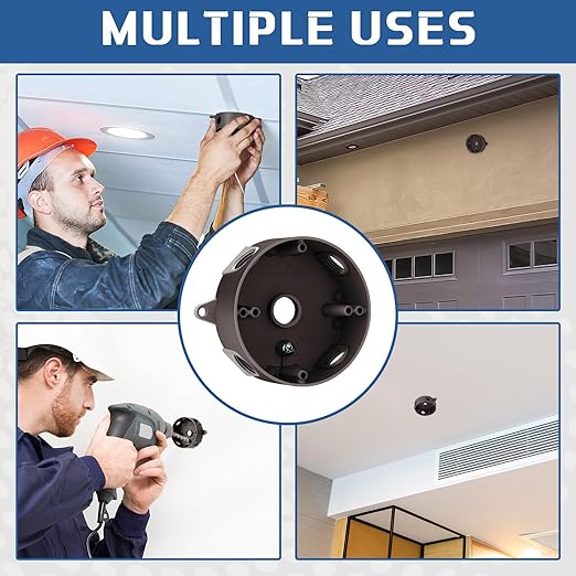 Juexica 4 Pcs 4 Inch Round Electrical Box 1/2 Inch 5 Holes Weatherproof Outlet Junction Ceiling Fan Box for Outdoor Lighting Systems, UL Listed(Bronze)