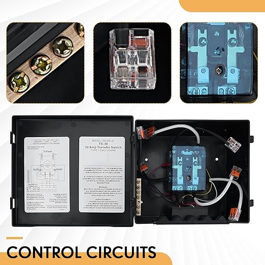 RV 30Amp Automatic Transfer Switch for Inverter/Generators/Shore Power, 120V.