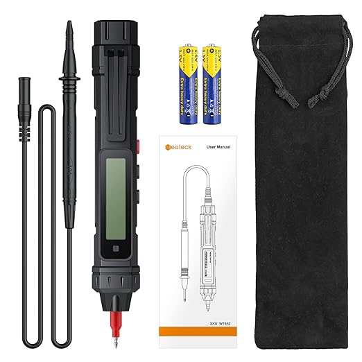 Neoteck 2 in 1 Pen Type Digital Multimeter Voltage Tester 4000 Counts Intelligent TRMS Multimeter Non-Contact Voltmeter for Testing AC/DC Voltage Resistance Continuity Capacitance Diode Live Wire