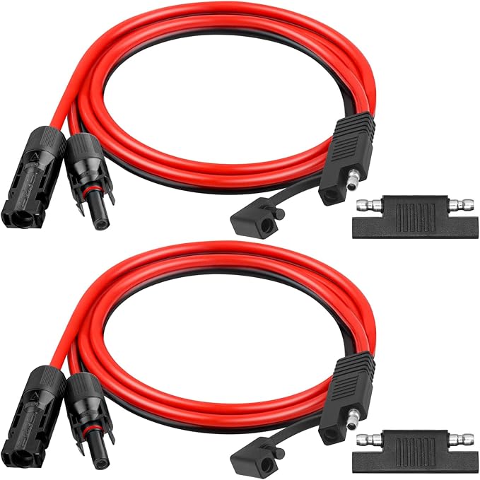 2PCS 10AWG Solar Panel to SAE Adapter Cable 3FT SAE Plug Cable PV Solar Extension Wire with SAE Polarity Reverse Adapter for Car RV Caravan Solar Panel Battery Charger